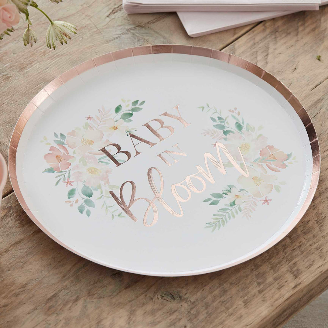 Baby In Bloom Floral Paper Plates | Sandbach Party Supplies