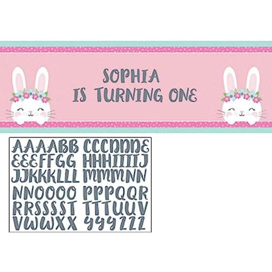 Birthday Bunny Personalised Banner - 50cm x 152cm