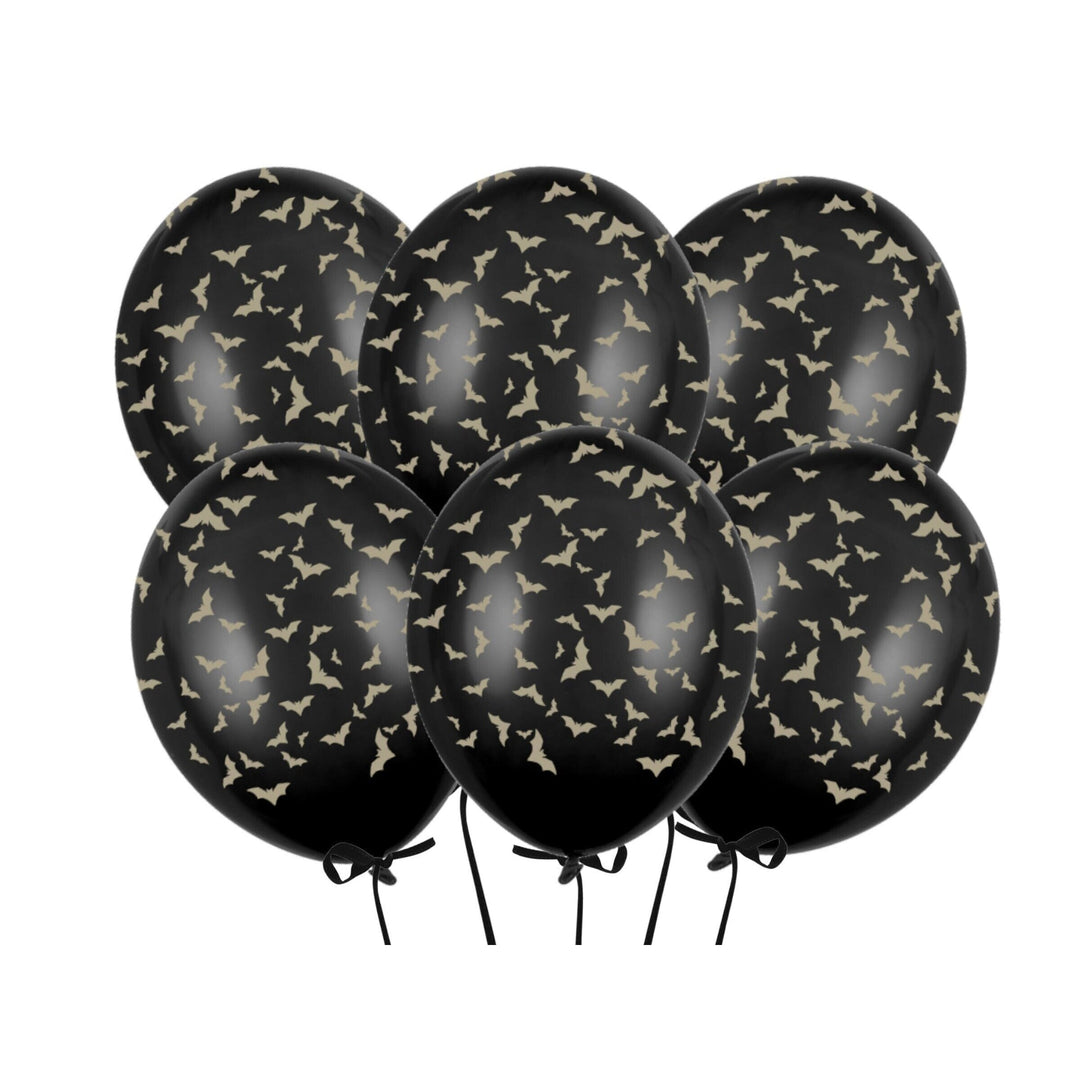 Black & Gold Bat Latex Balloons - 6pk
