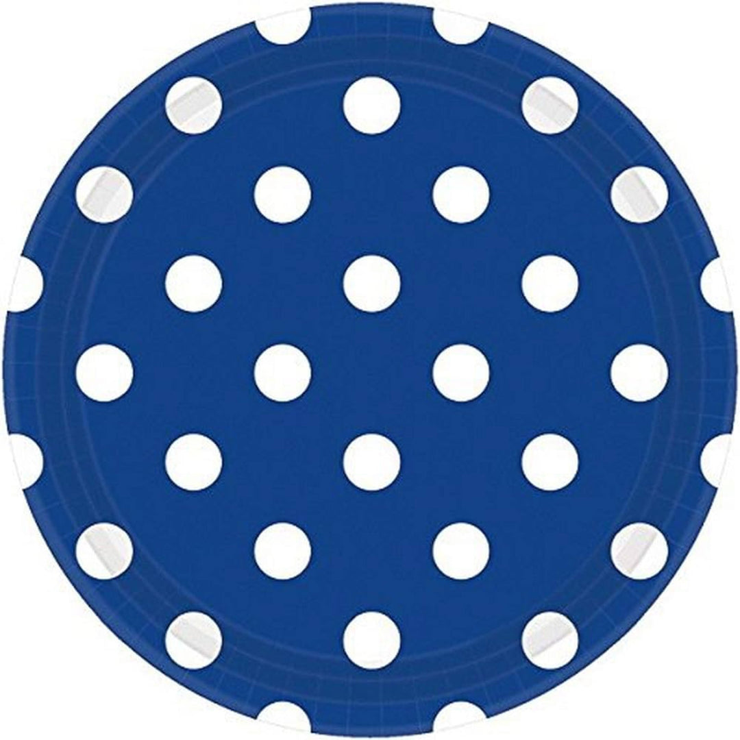 Royal Blue Polka Dot Paper Plates - 8pk