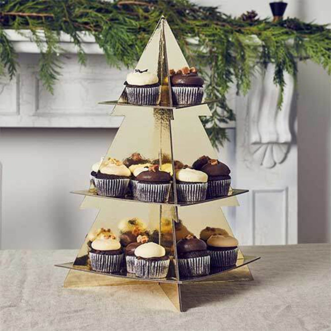 Gold Christmas Tree Cupcake Stand