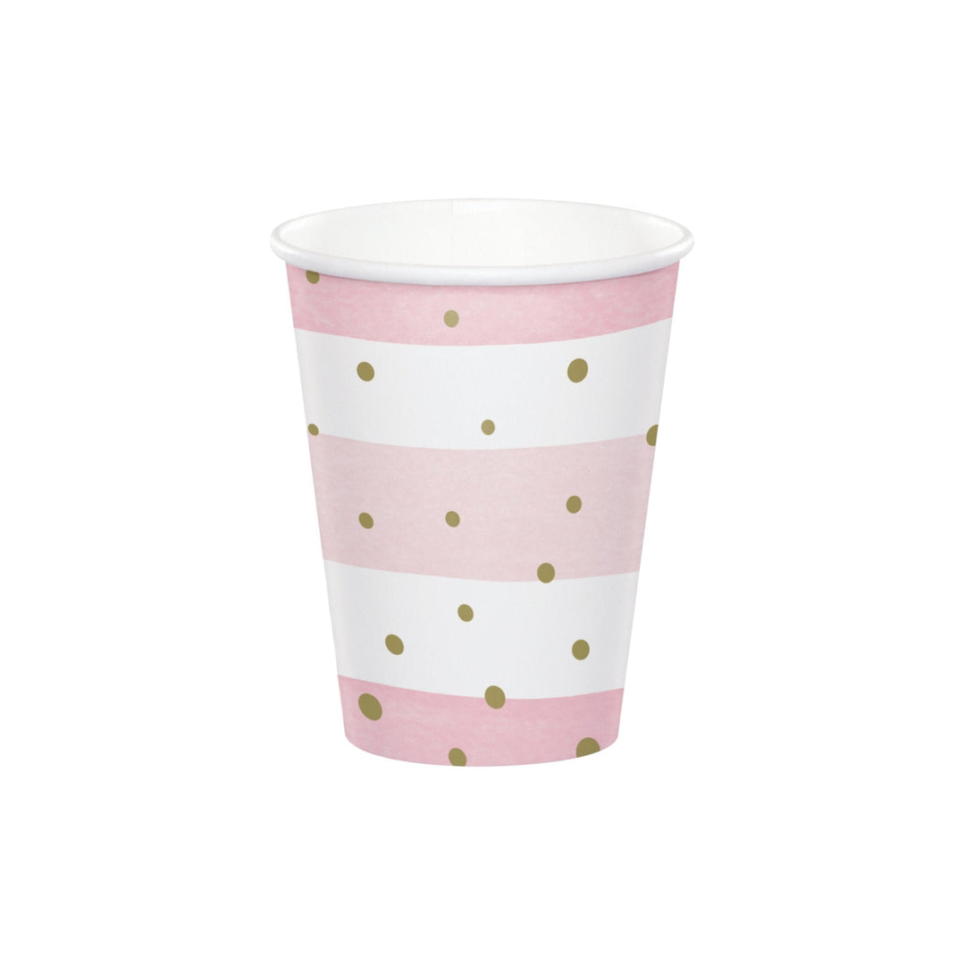 Welcome Baby Pink and Gold Paper Cups - 8pk
