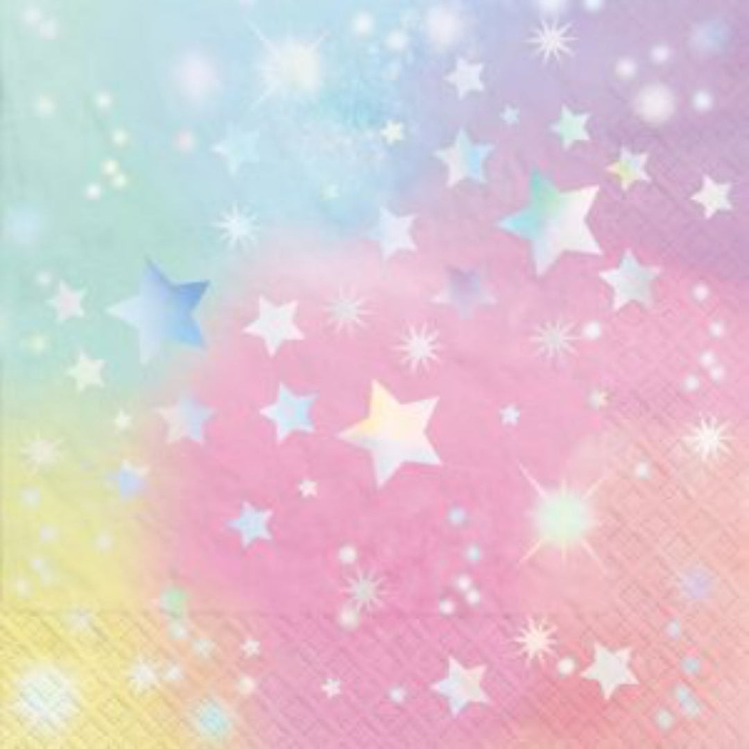 Pastel Iridescent Star Lunch Napkins - 16pk