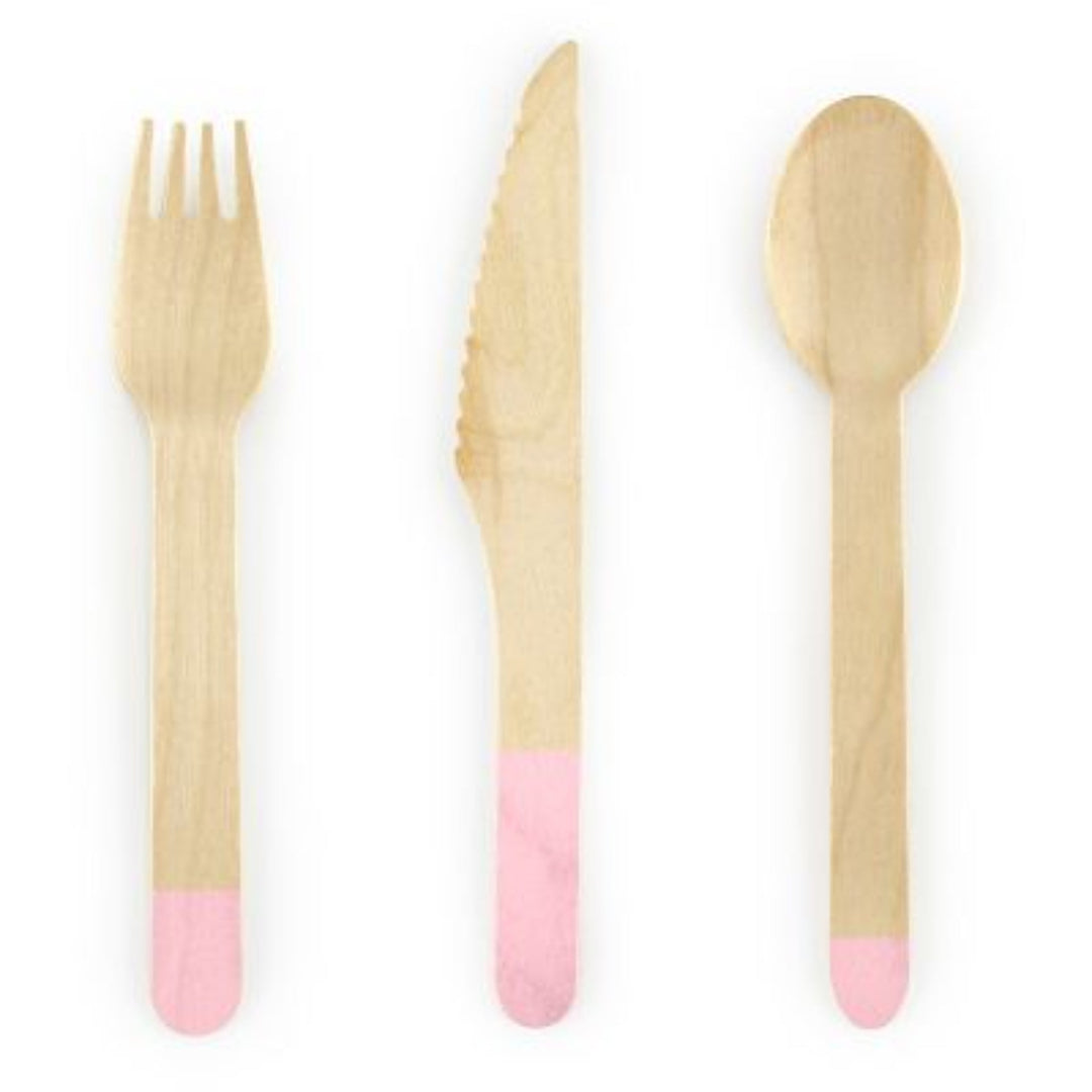 Light Pink Wooden Cutlery Set - 18pk