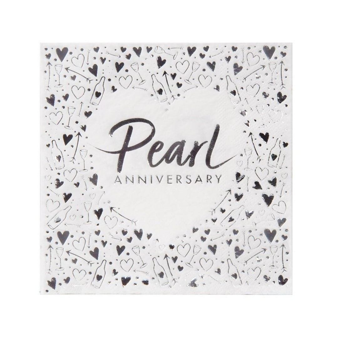 Pearl Anniversary Paper Napkins - 16pk
