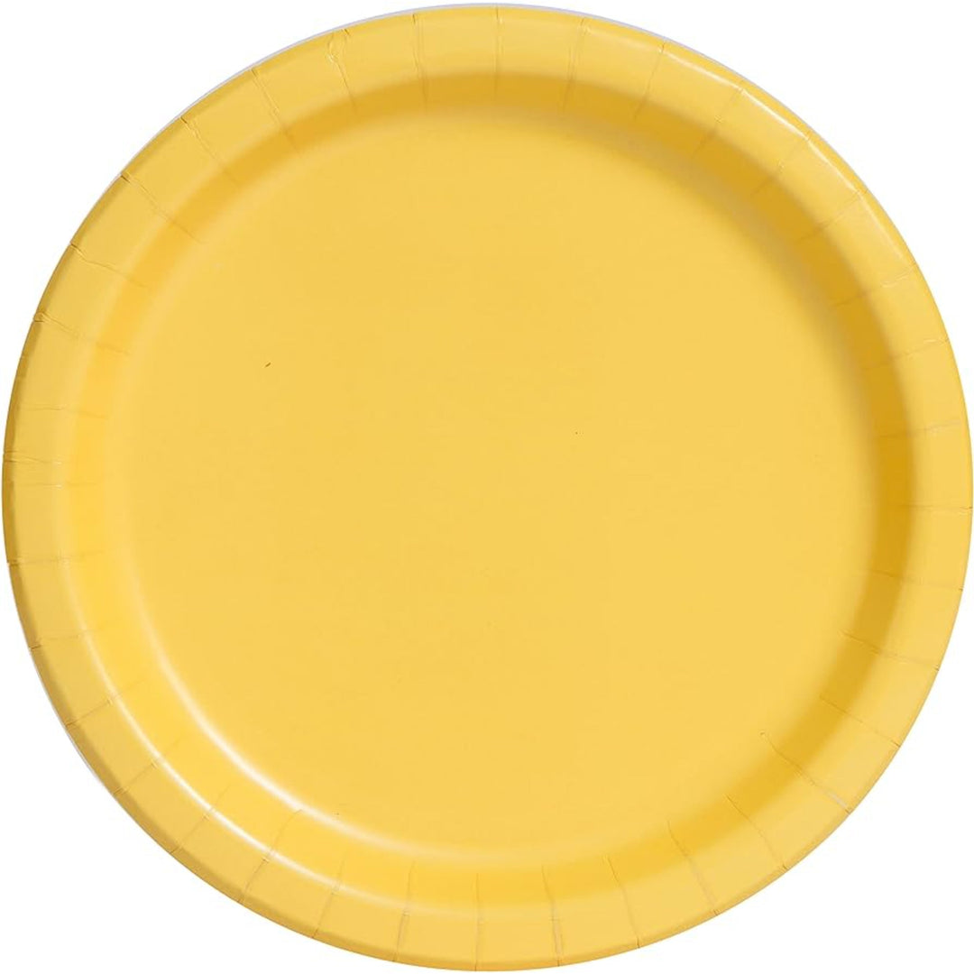 Yellow Round Paper Plates - 8pk