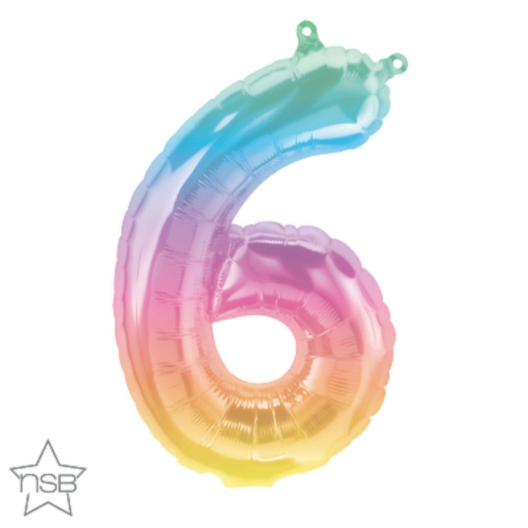 Mini 16" Rainbow Ombre Foil Number 6