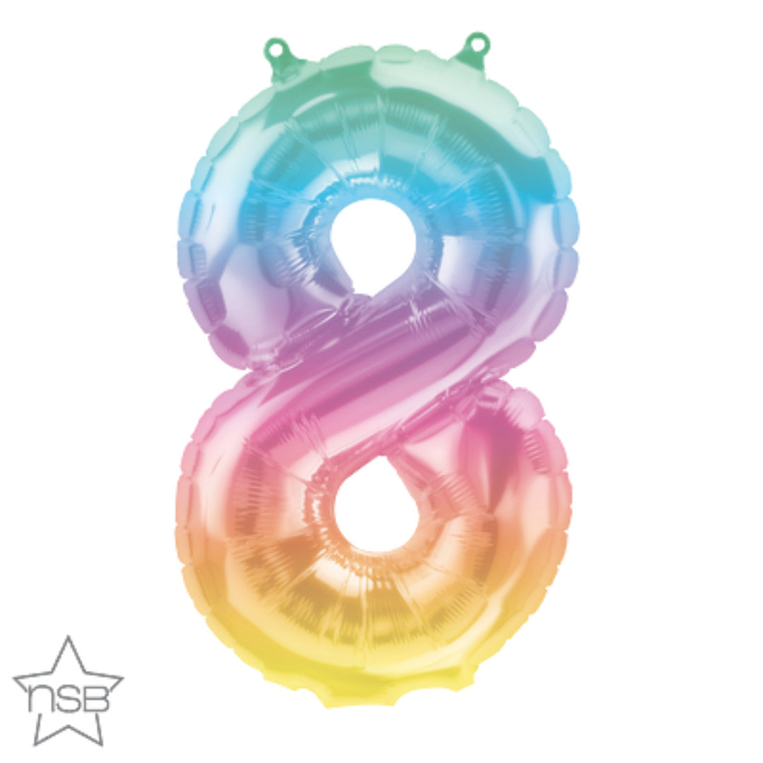 Mini 16" Rainbow Ombre Foil Number 8