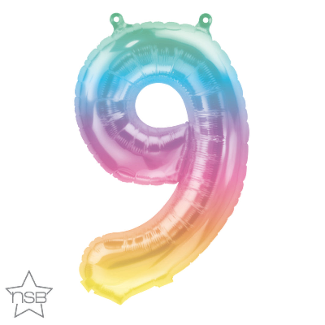 Mini 16" Rainbow Ombre Foil Number 9