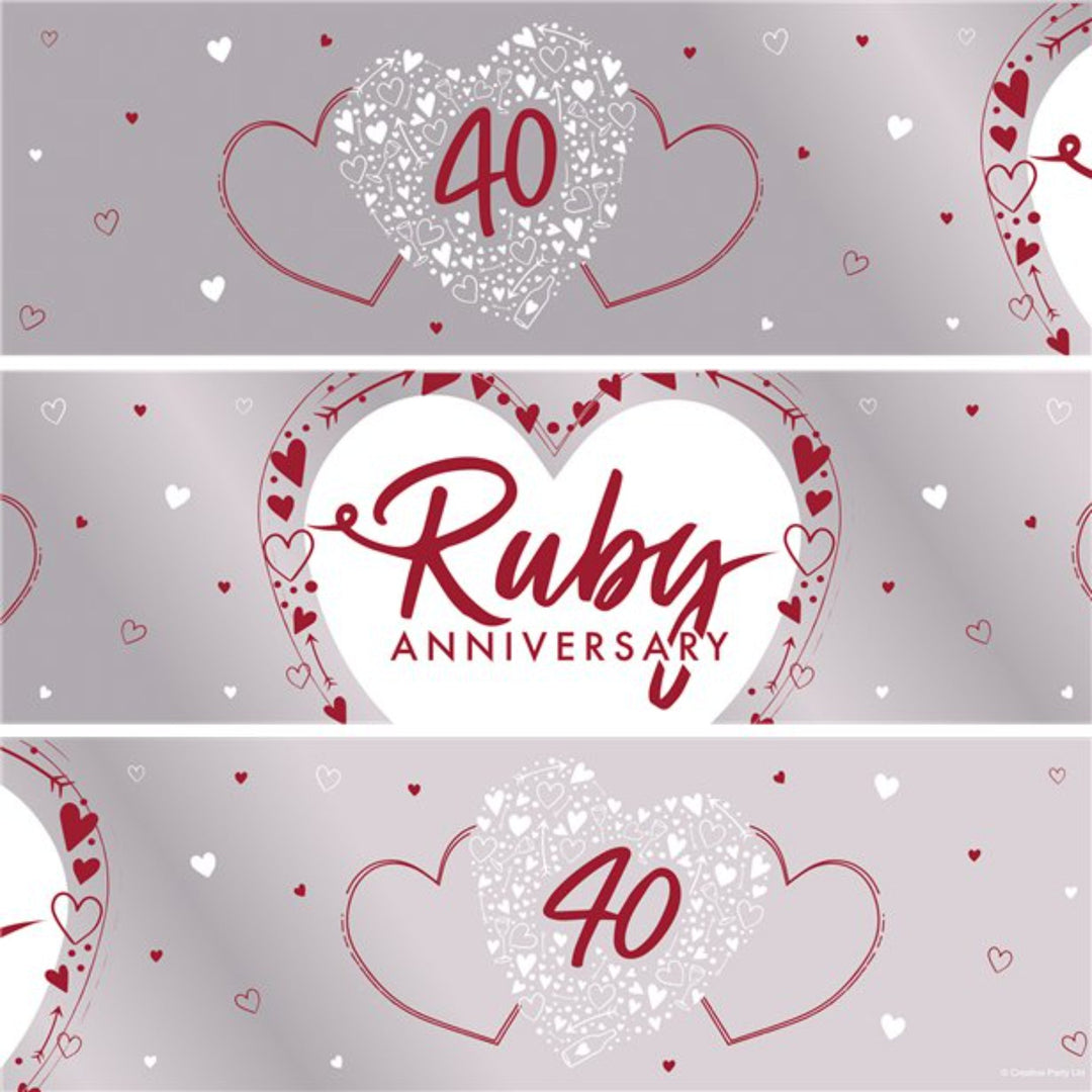 Ruby 40th Wedding Anniversary Foil Banner - 2.74m