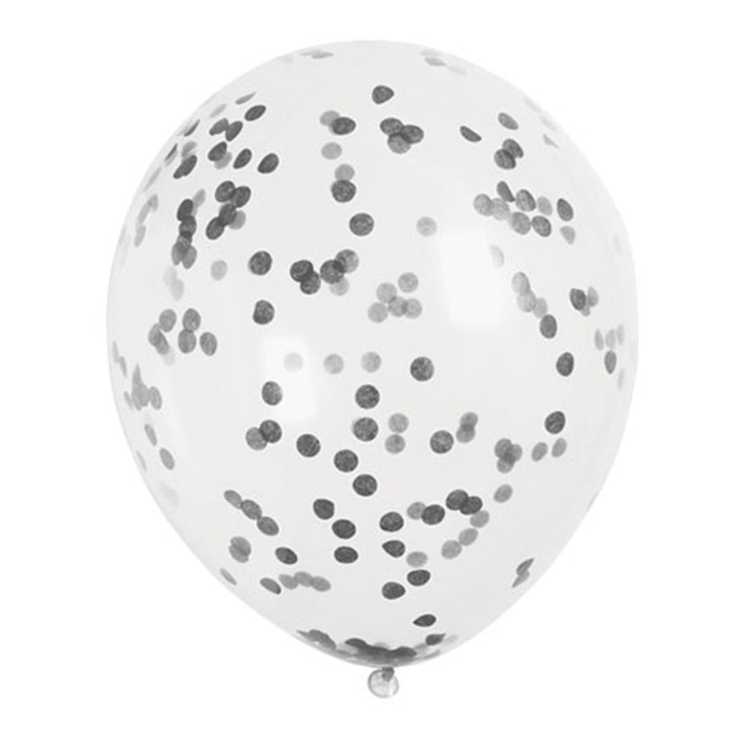 Black Confetti Clear 12" Latex Balloons - 6pk
