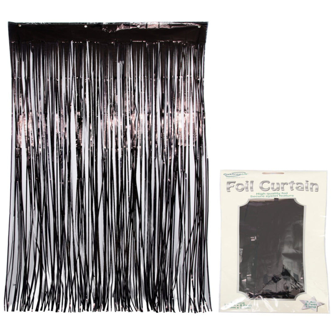 Black Metallic Foil Door Curtain - 2.4m