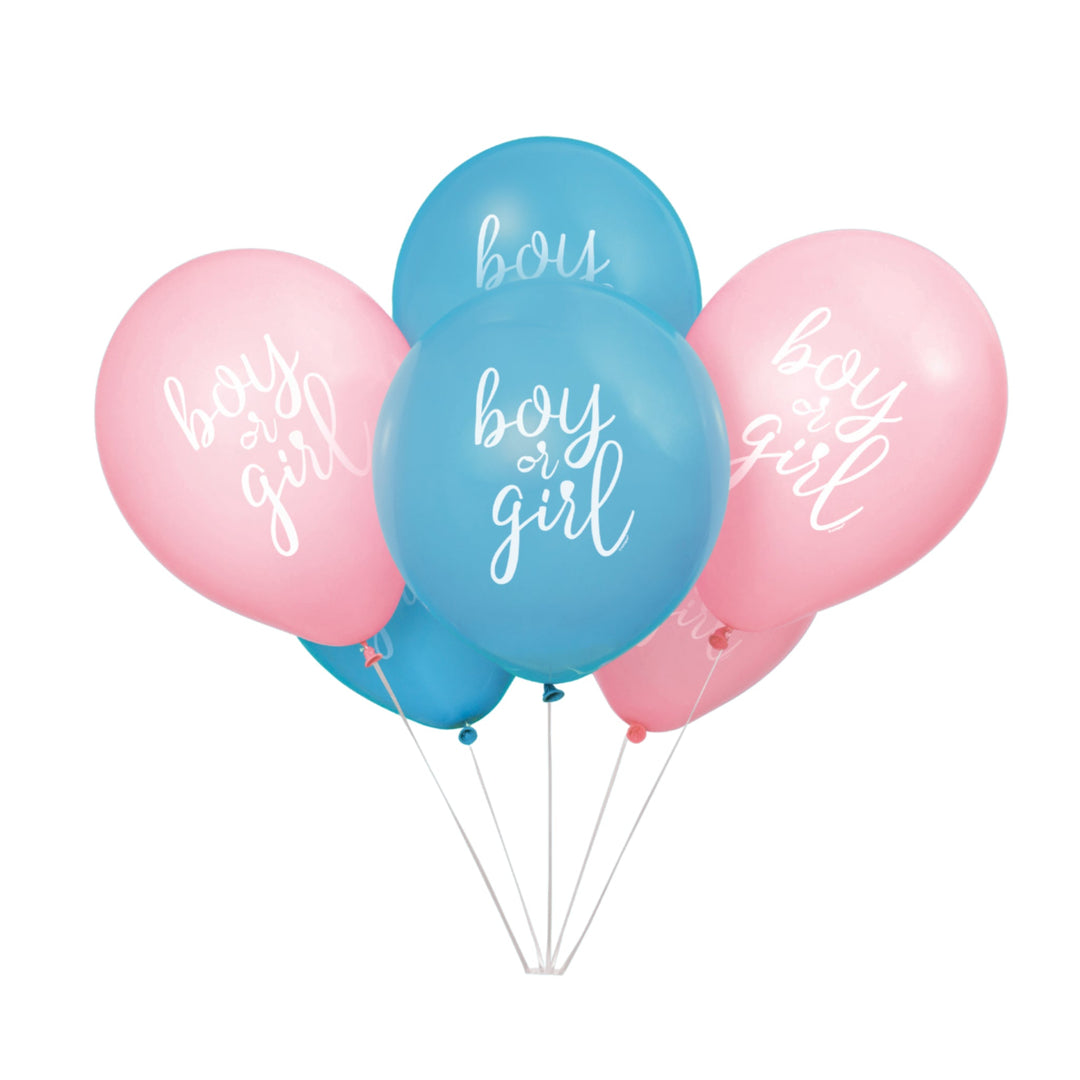 Gender Reveal 'Boy or Girl' Latex 12" Balloons - 8pk