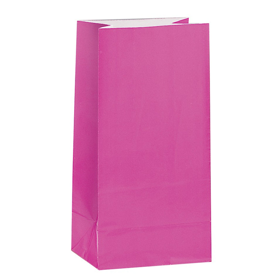 Cerise Pink Paper Sweet Bags - 12pk