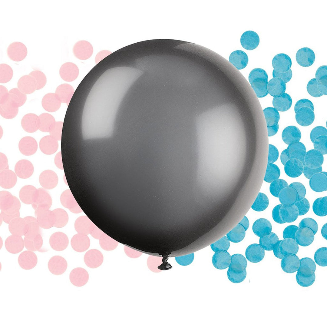 Gender Reveal 24" Black Confetti Latex Balloon