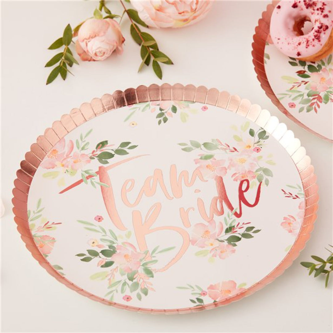 Floral 'Team Bride' Paper Plates - 8pk
