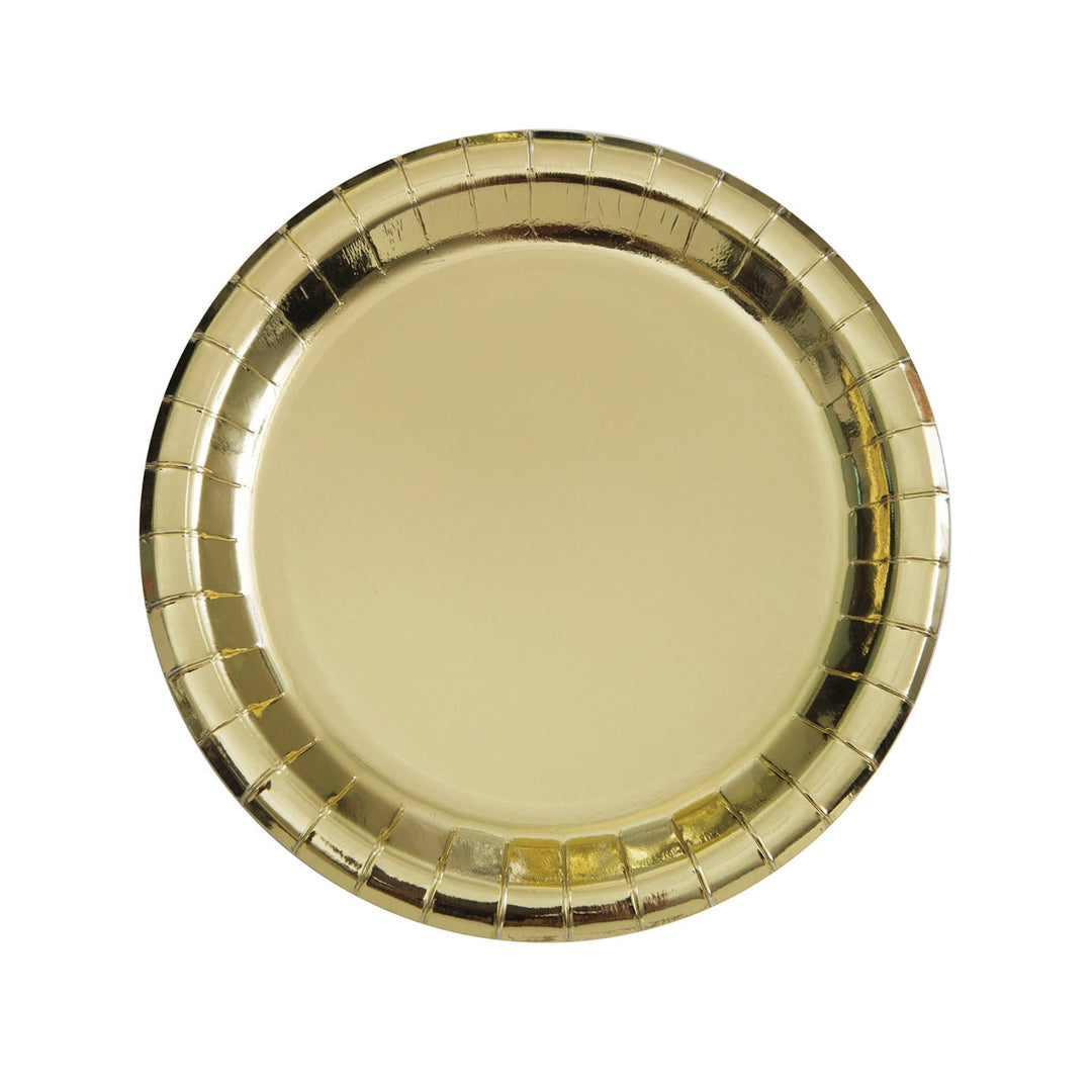 Foil Gold Metallic Round Paper Plates - 8pk