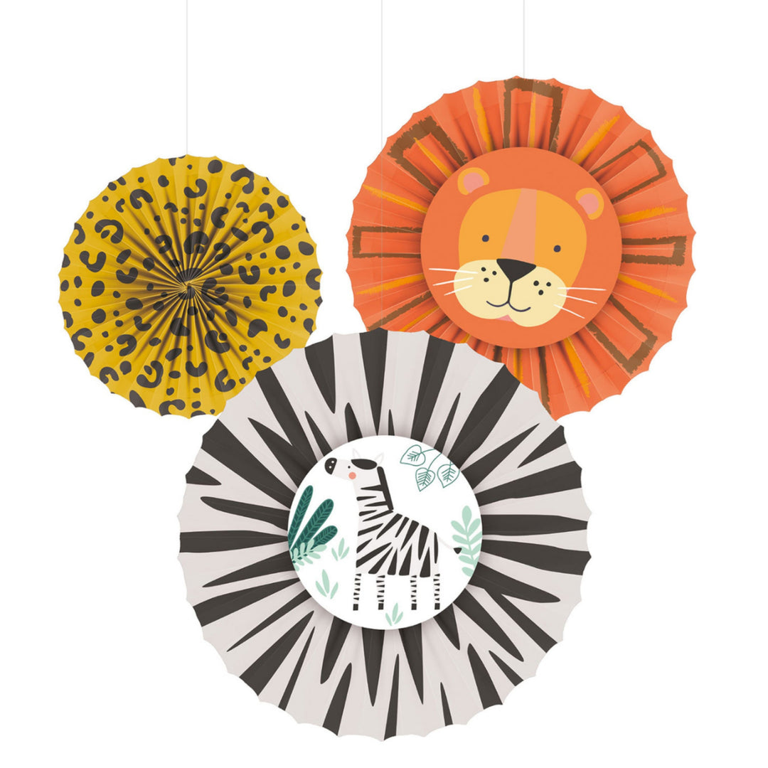 Get Wild Safari Paper Fan Decorations - 3pk