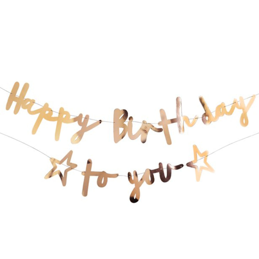 Gold 'Happy Birthday to You' Banner - 2m