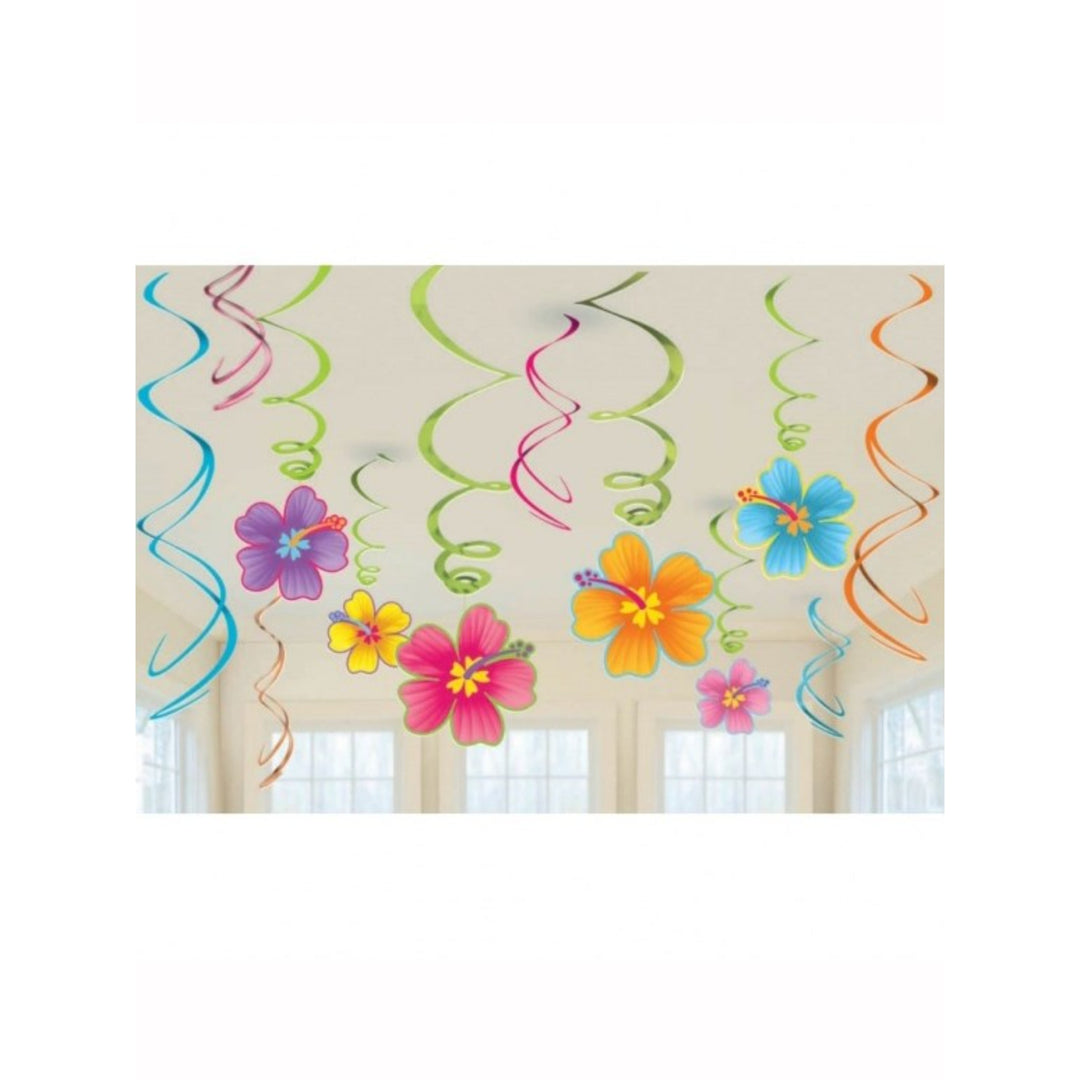 Hibiscus Hanging Swirl Decorations - 12pk