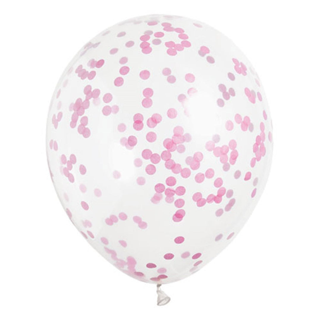 Hot Pink Confetti Clear 12" Latex Balloons - 6pk