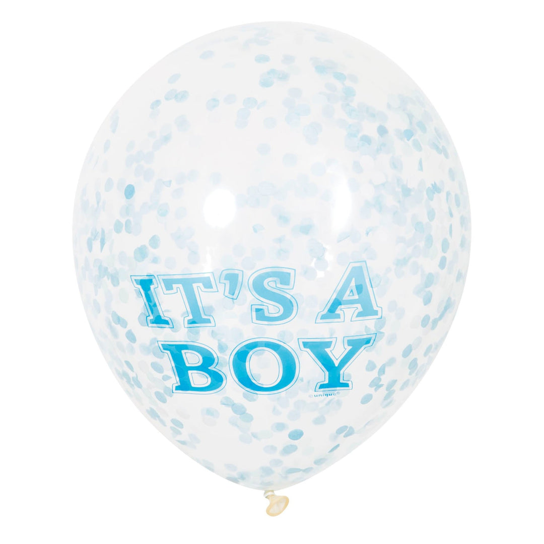 Baby Shower 'Its a Boy' 12" Latex Confetti Balloons - 6pk