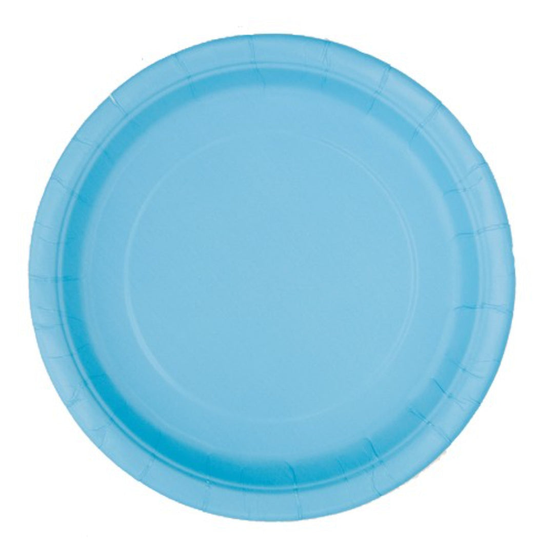 Light Blue Round Paper Plates - 8pk