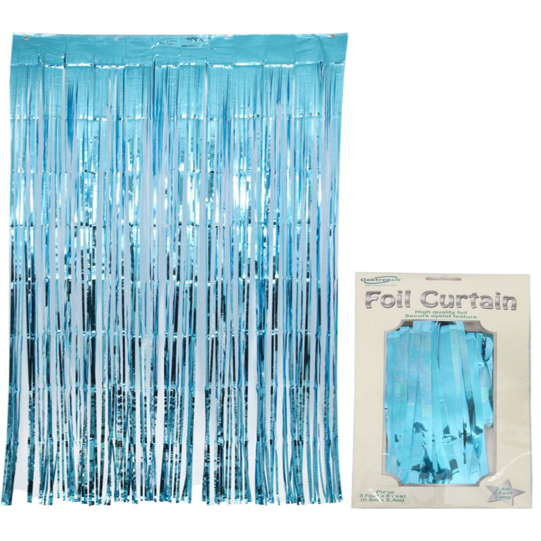 Light Blue Metallic Foil Door Curtain - 2.4m