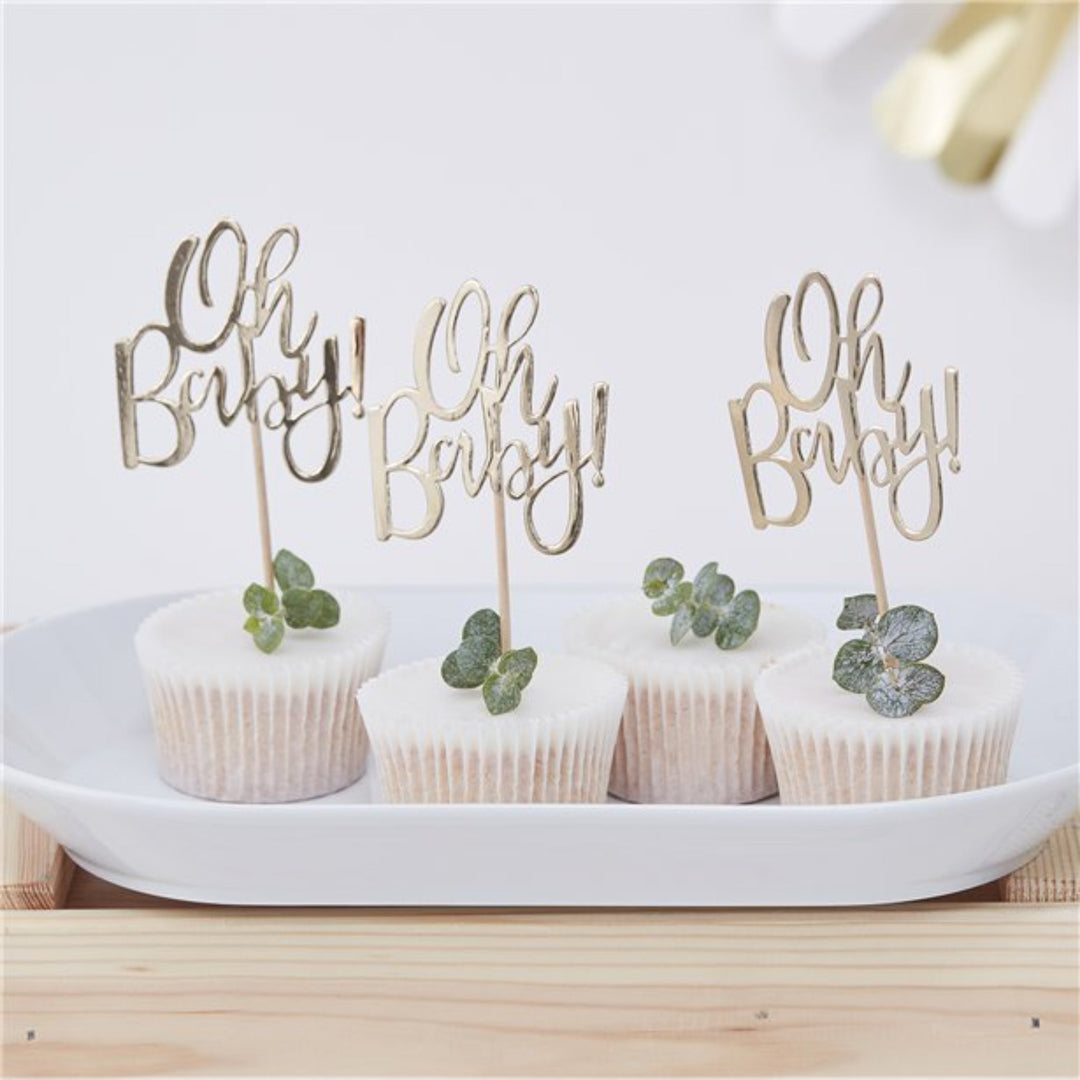 Oh Baby! Gold Foil Cupcake Toppers