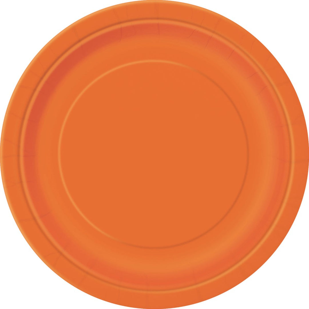 Orange Round Paper Plates - 8pk