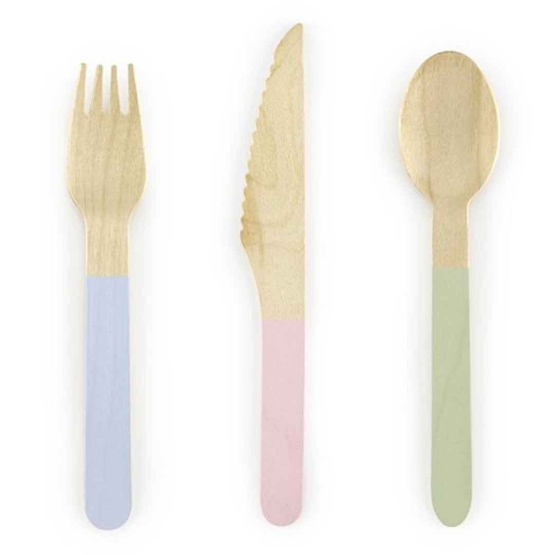 Pastel Wooden Cutlery Set - 18pk