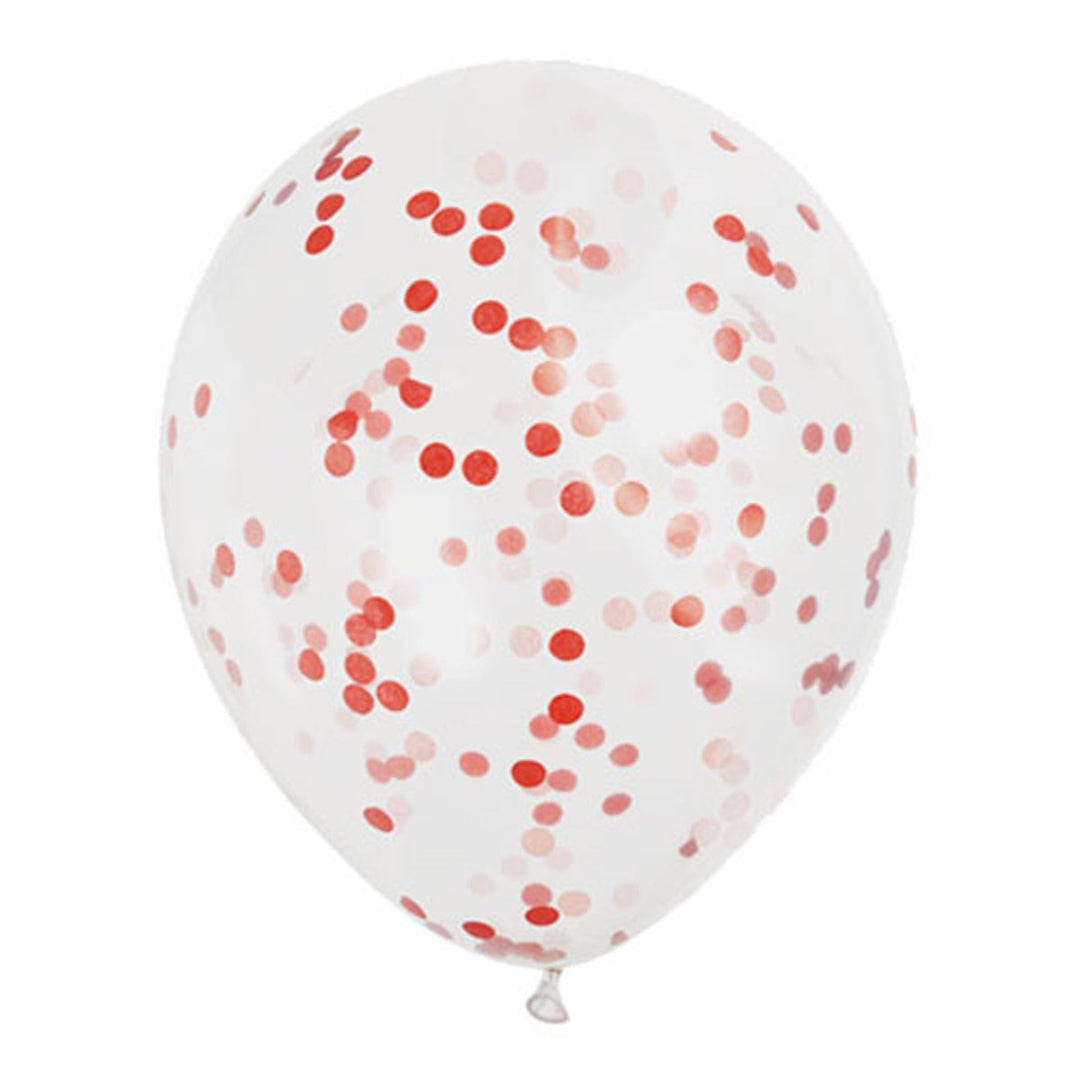 Red Confetti Clear 12" Latex Balloons - 6pk