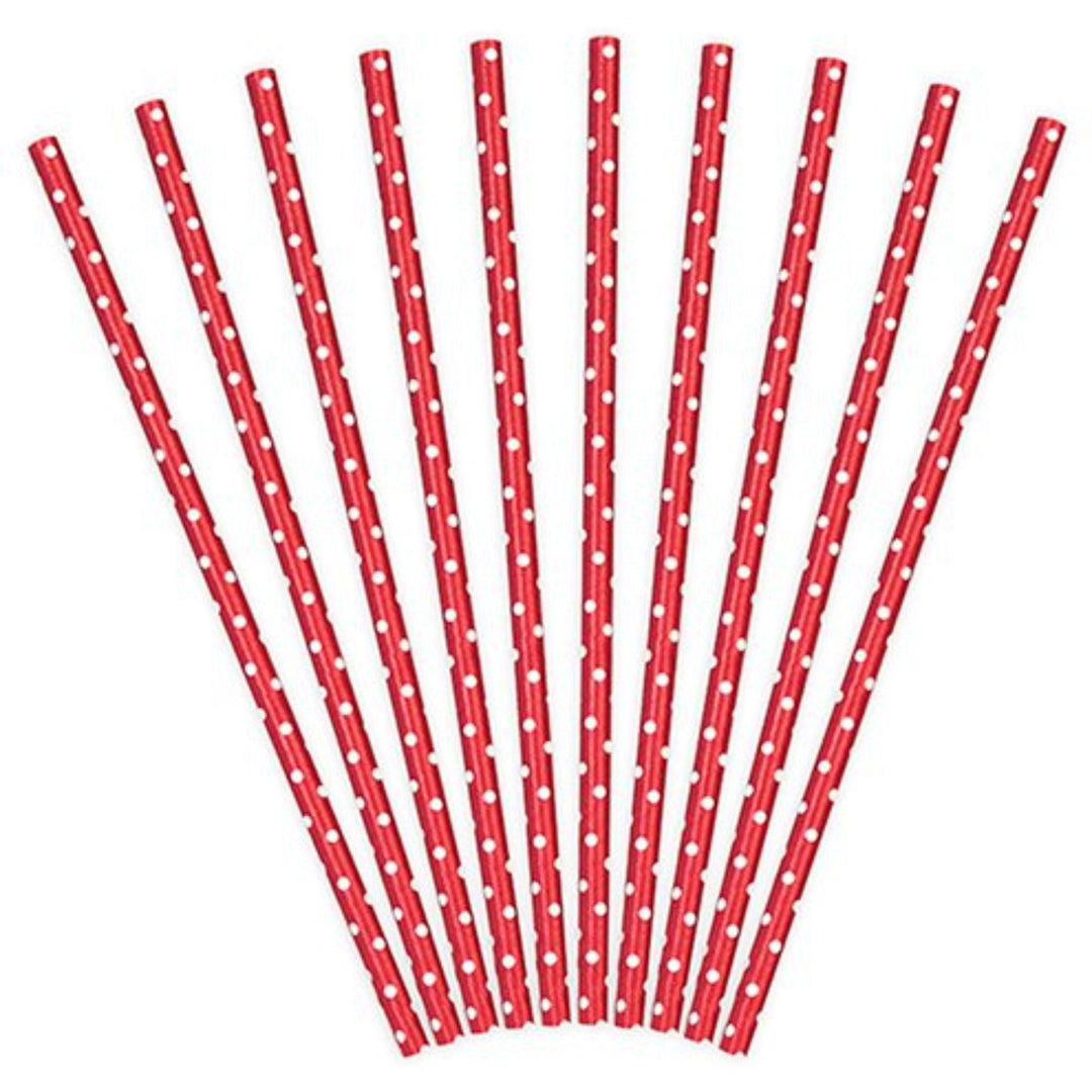 Red Dots Paper Straws - 10pk