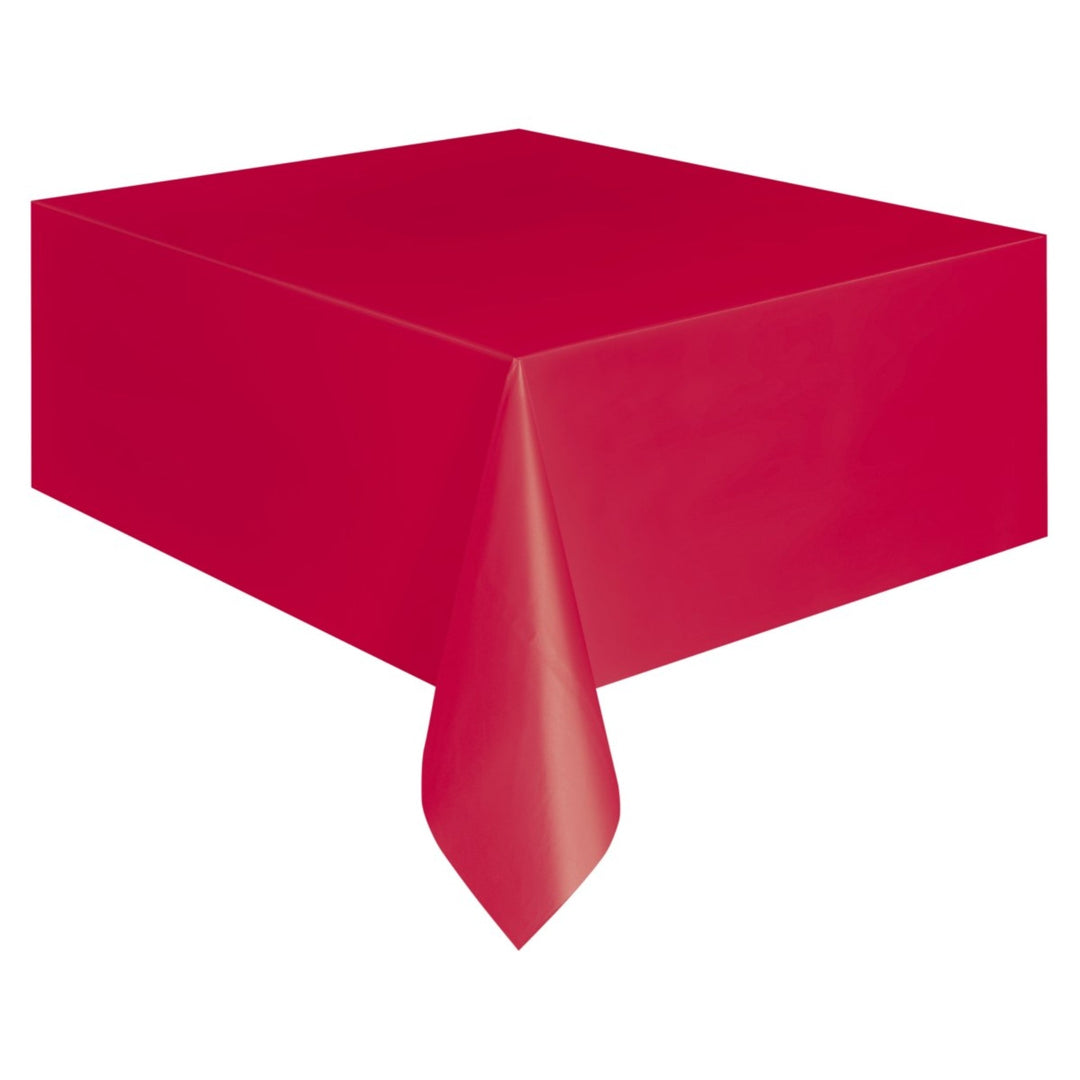 Red Rectangular Plastic Tablecover - 54"x 108"