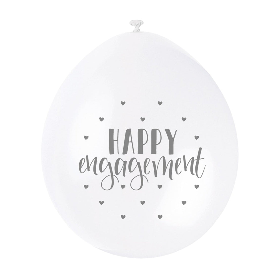 Silver and White Engagement Latex Balloons - 10pk