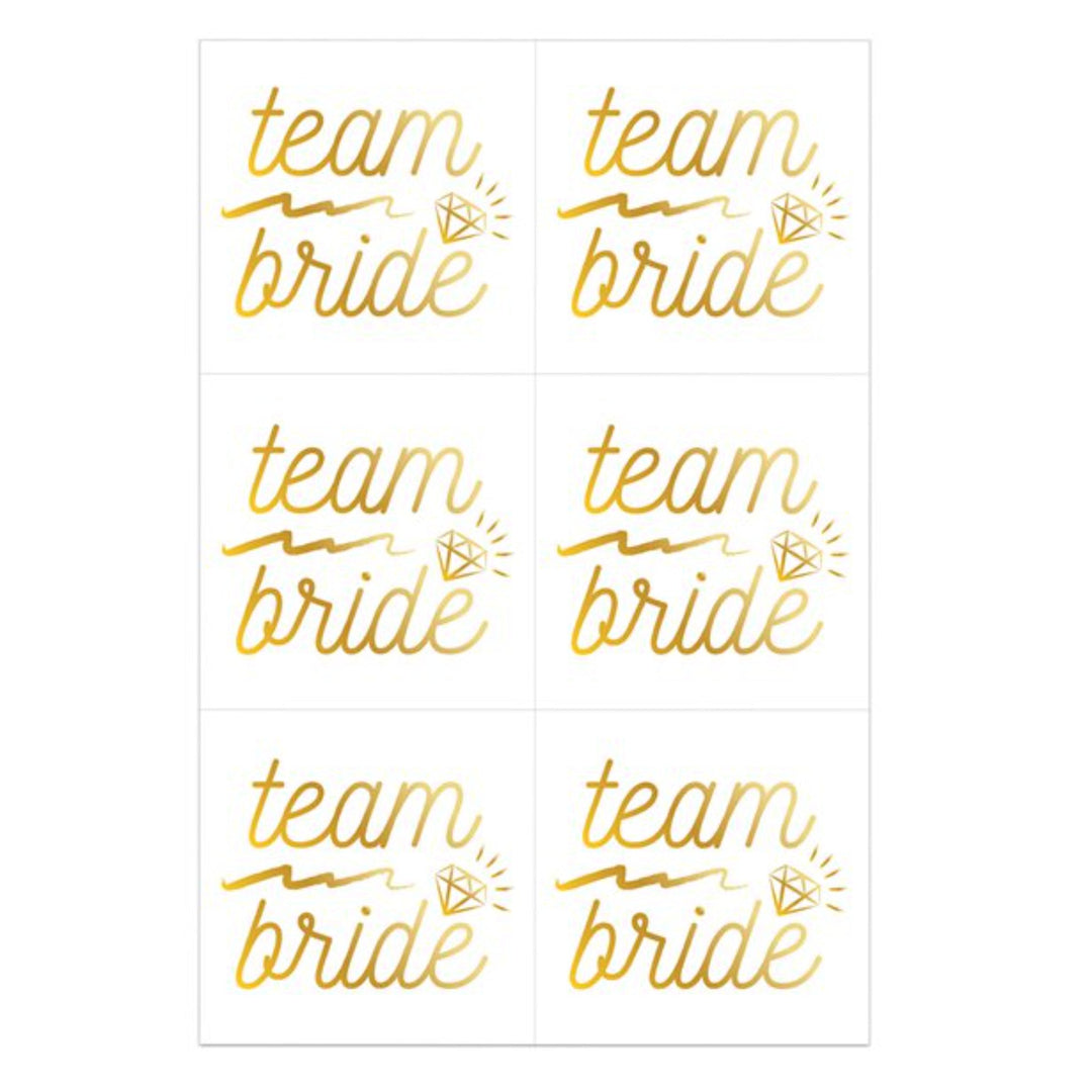 Team Bride Gold Foil Temporary Tattoos