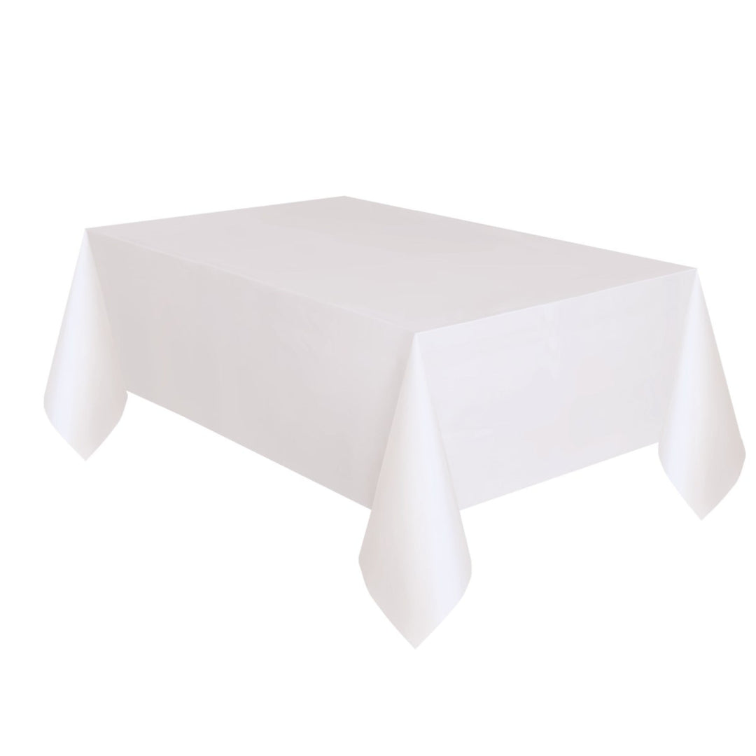 White Rectangular Plastic Tablecover - 54"x 108"