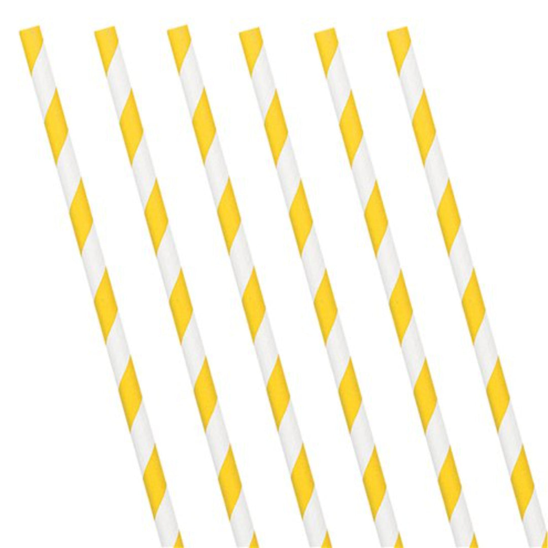 Yellow Stripe Paper Straws - 24pk